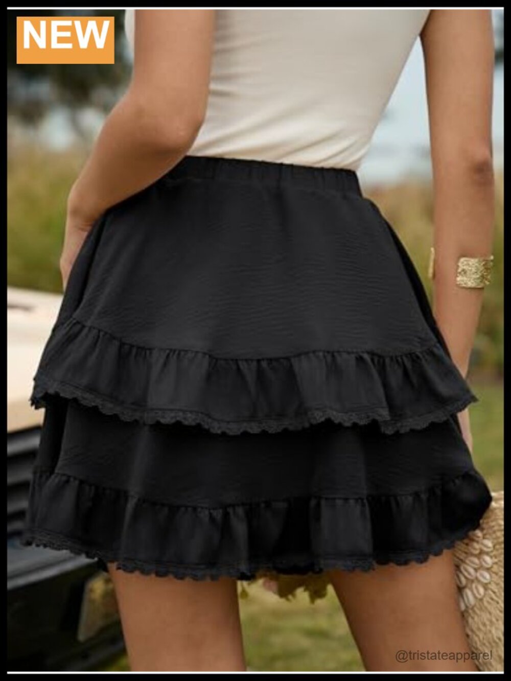 Flowy Skort with Built-in Shorts for Women, A-Line Ruffle Hem, Tennis Golf - Picture 4 of 6